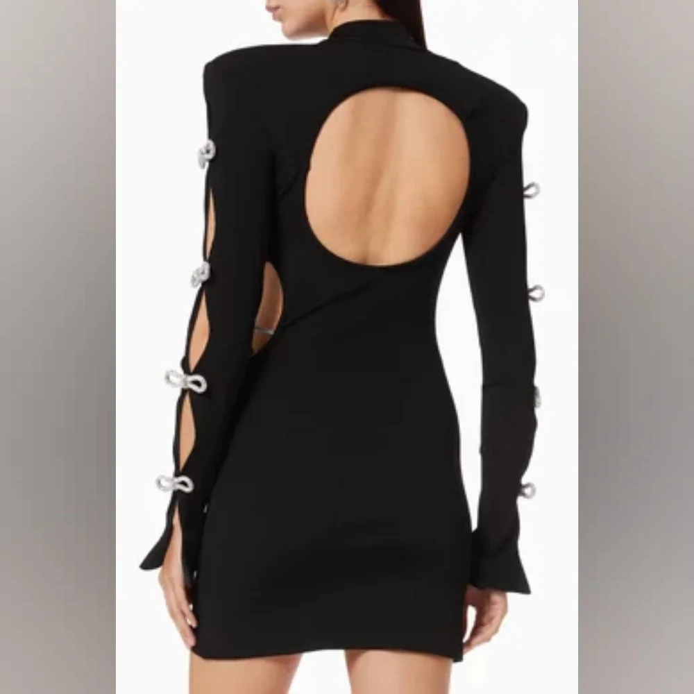 NEW $985 Mach & Mach Crystal-Embellished Cut-Out Minidress - Picture 4 of 16